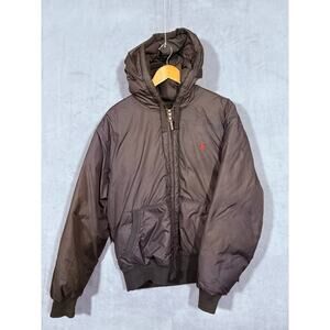 Vintage Polo By Ralph Lauren Mens Down Puffer Jacket Coat Size XL Black Quilted